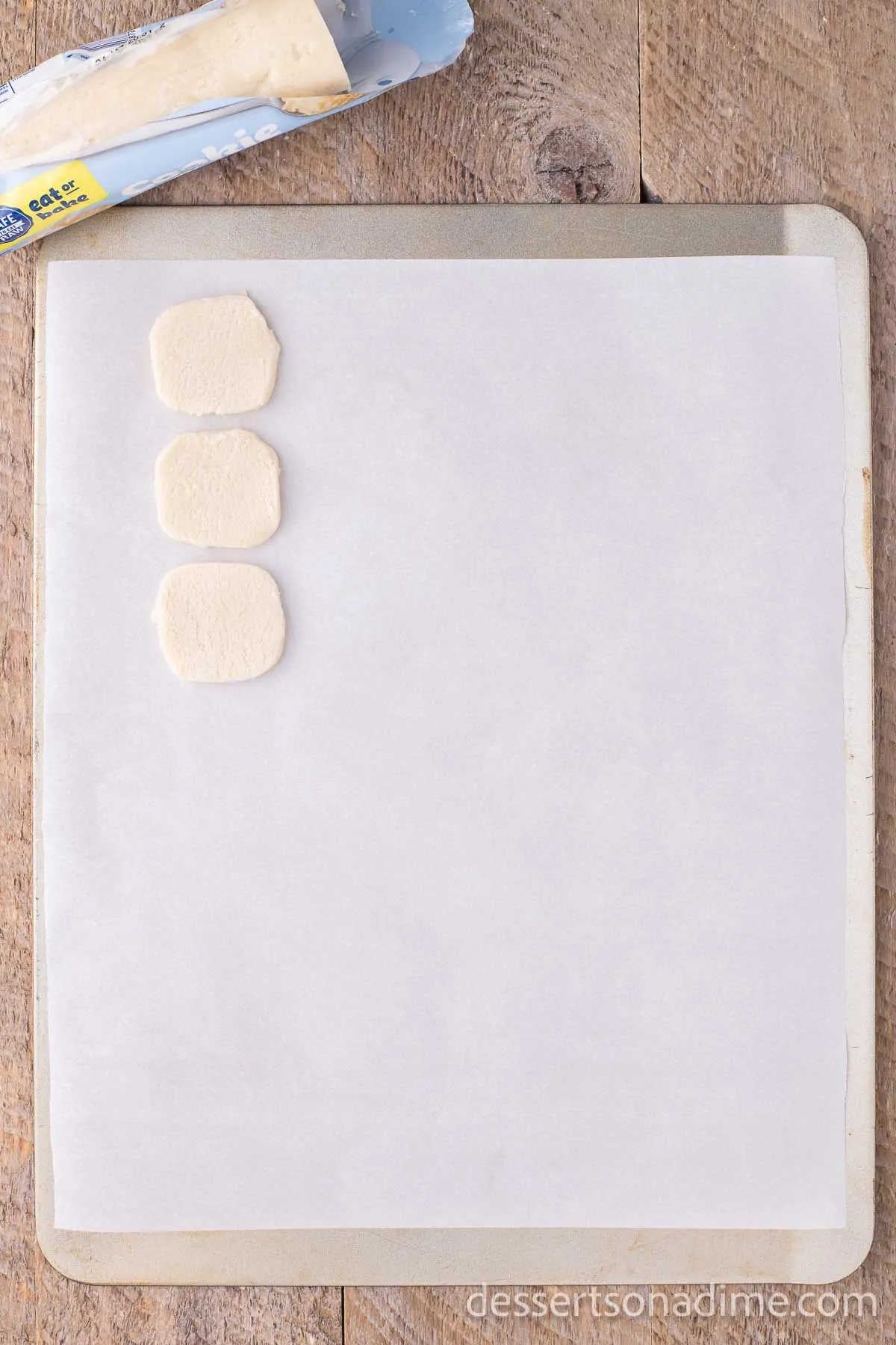 Cookie Dough on baking sheet. 