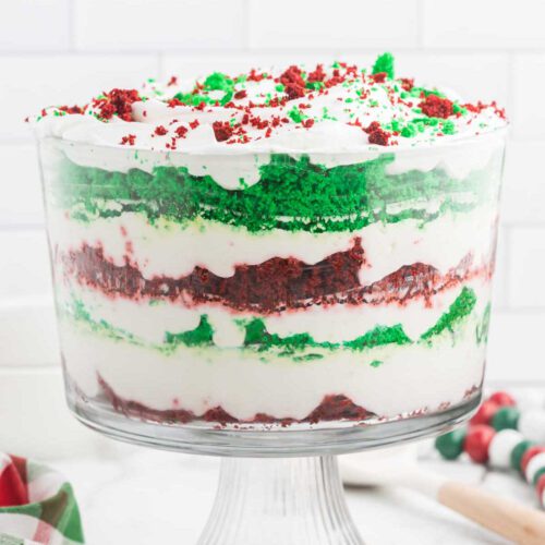 Christmas trifle in a dish ready to serve.