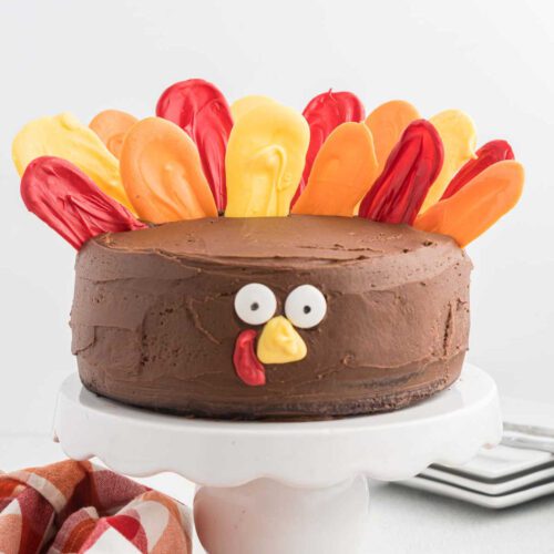 Turkey Cake on a pedestal.