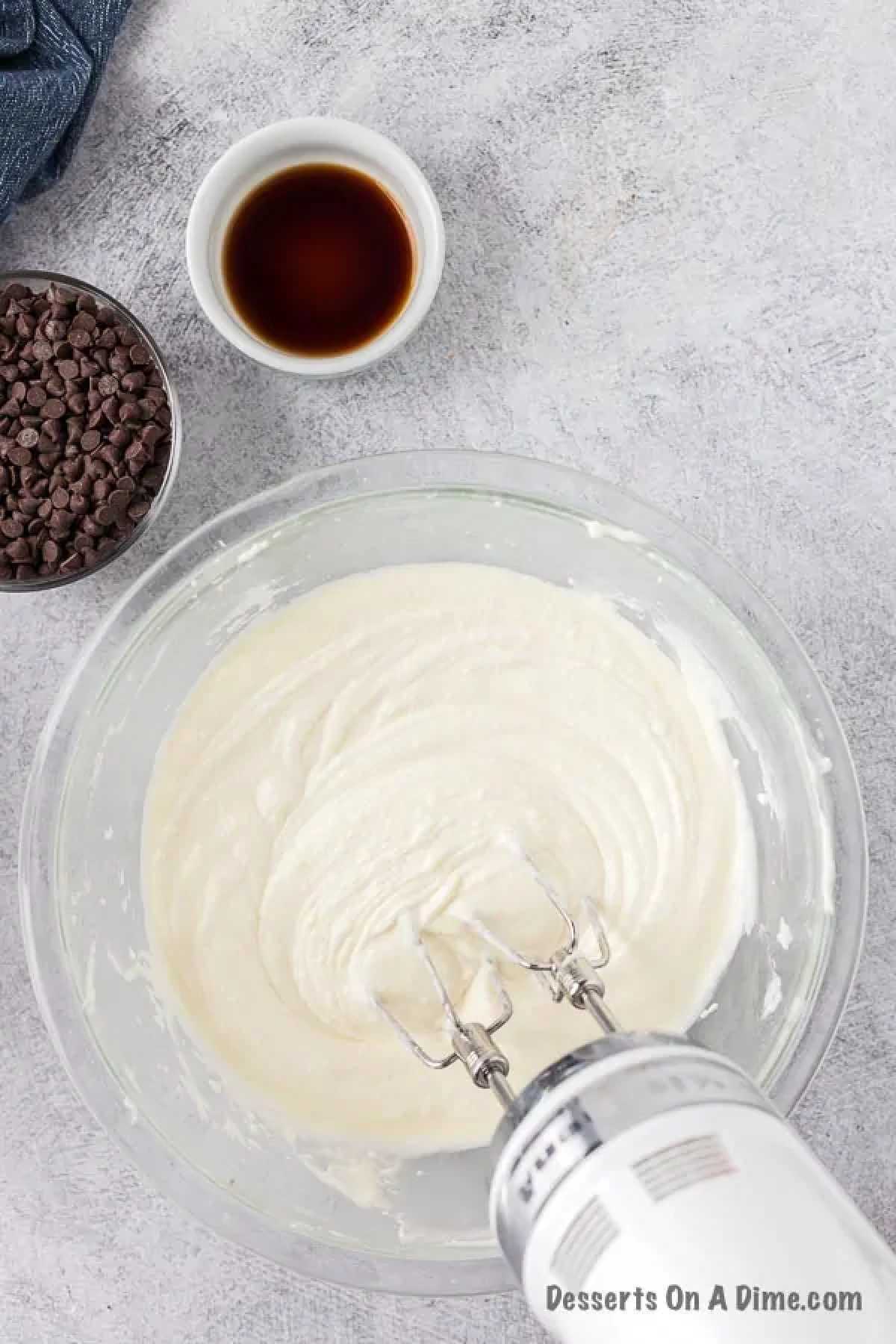 Cream cheese mixture in bowl. 
