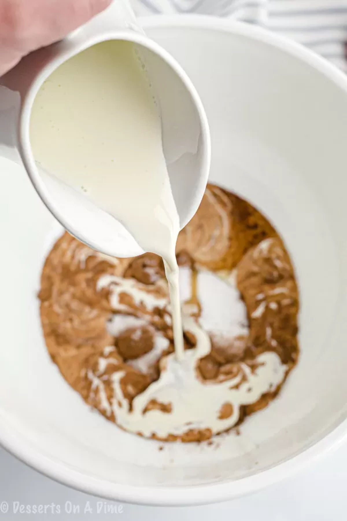 Mixing bowl with ingredients for mousse.