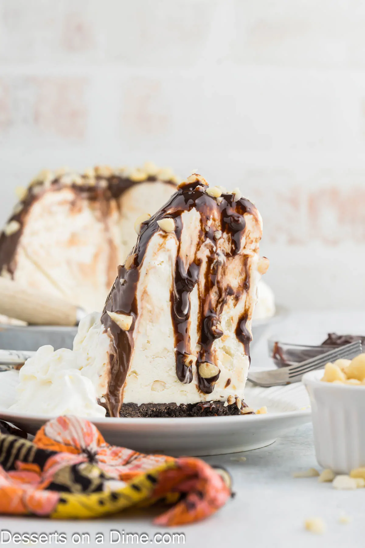 Hula Pie sliced and served.