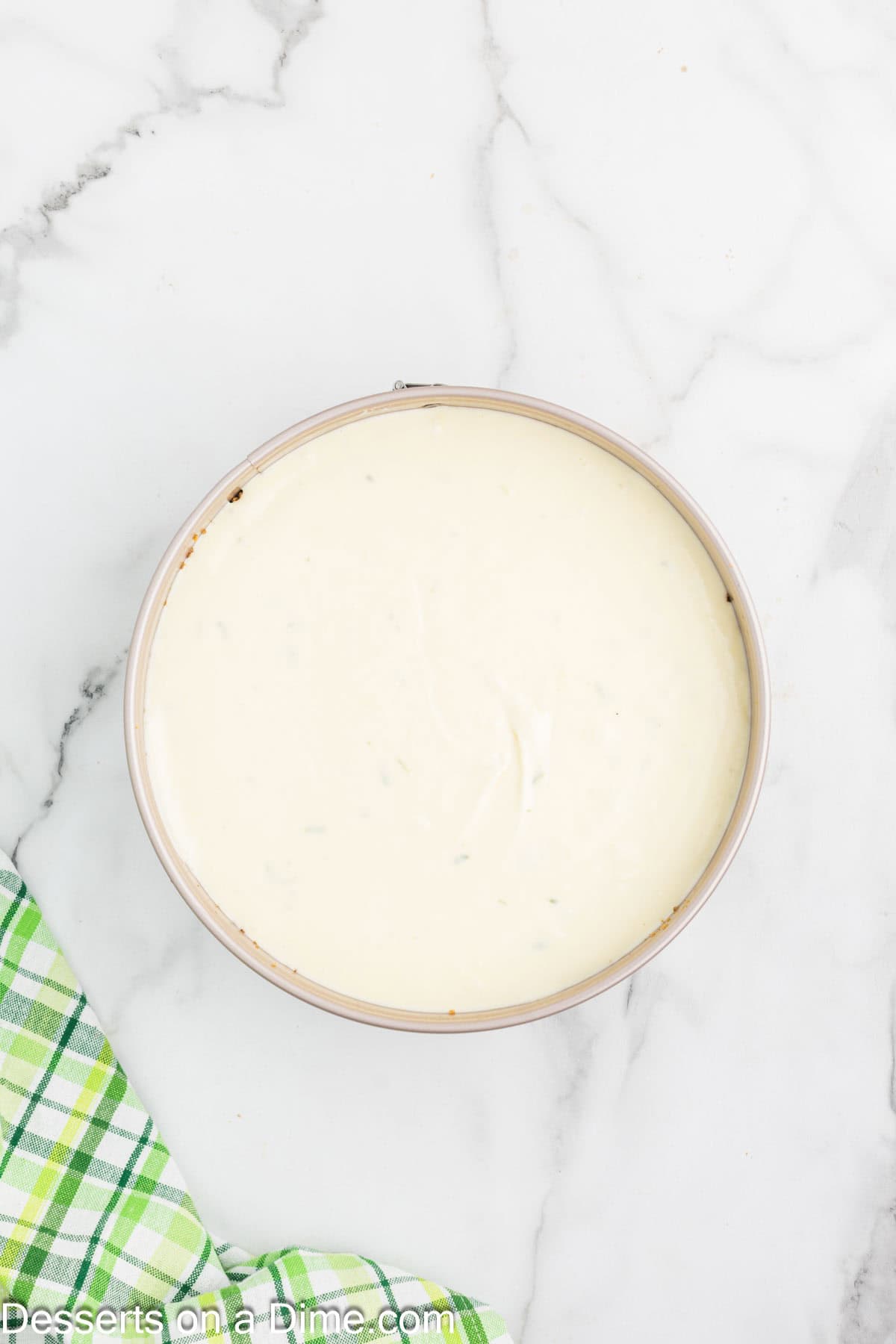 Cream cheese filling in pan. 