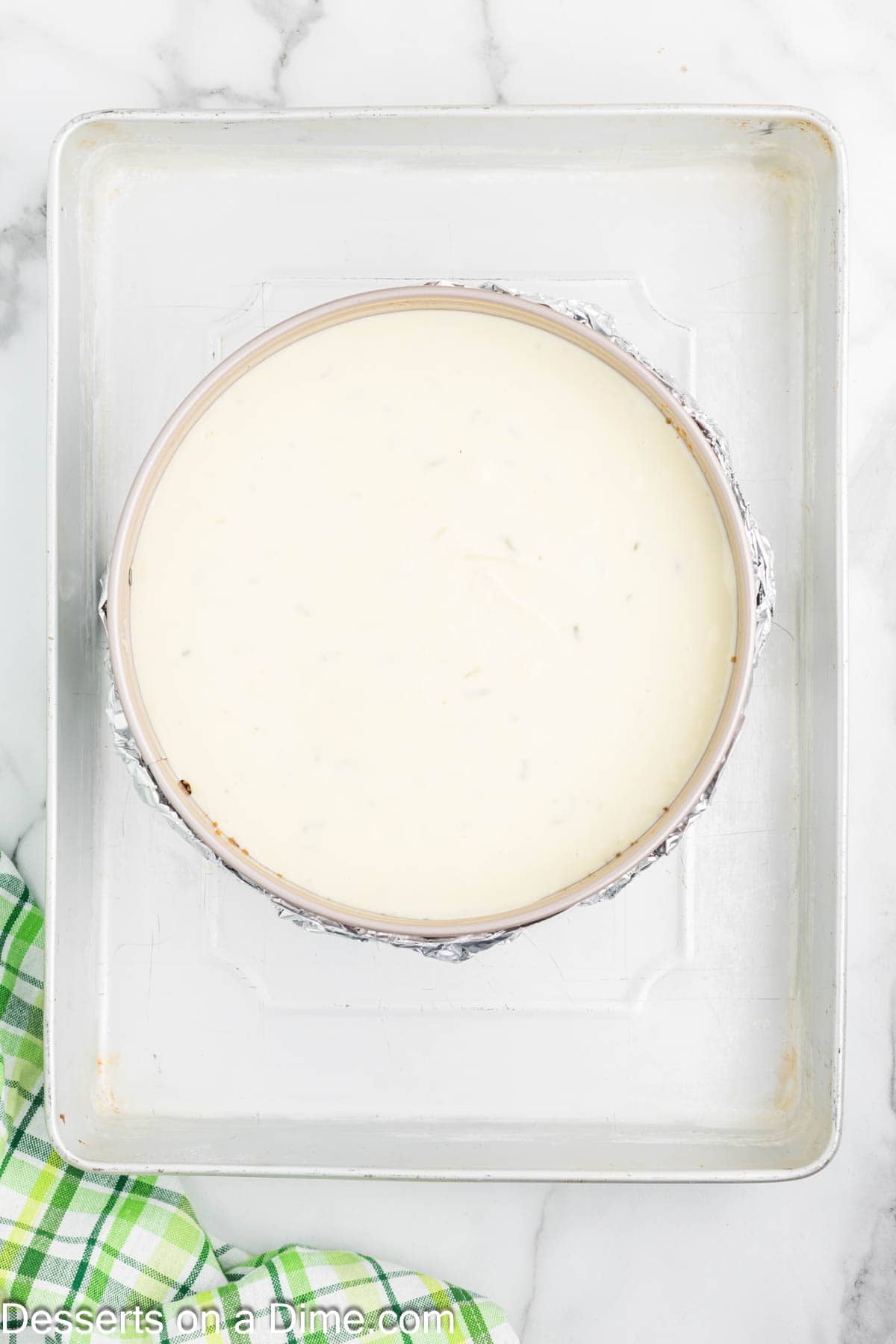 Cheesecake in water bath.