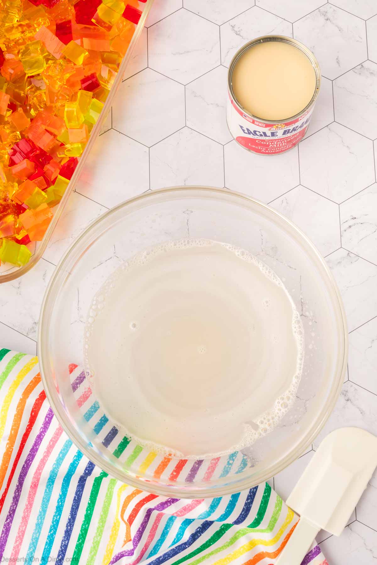 Unflavored gelatin in bowl. 