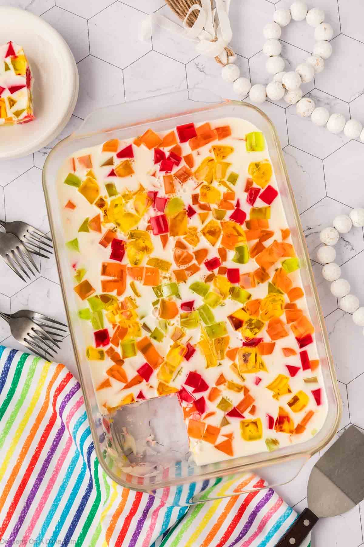 Slices being cut in baking dish.