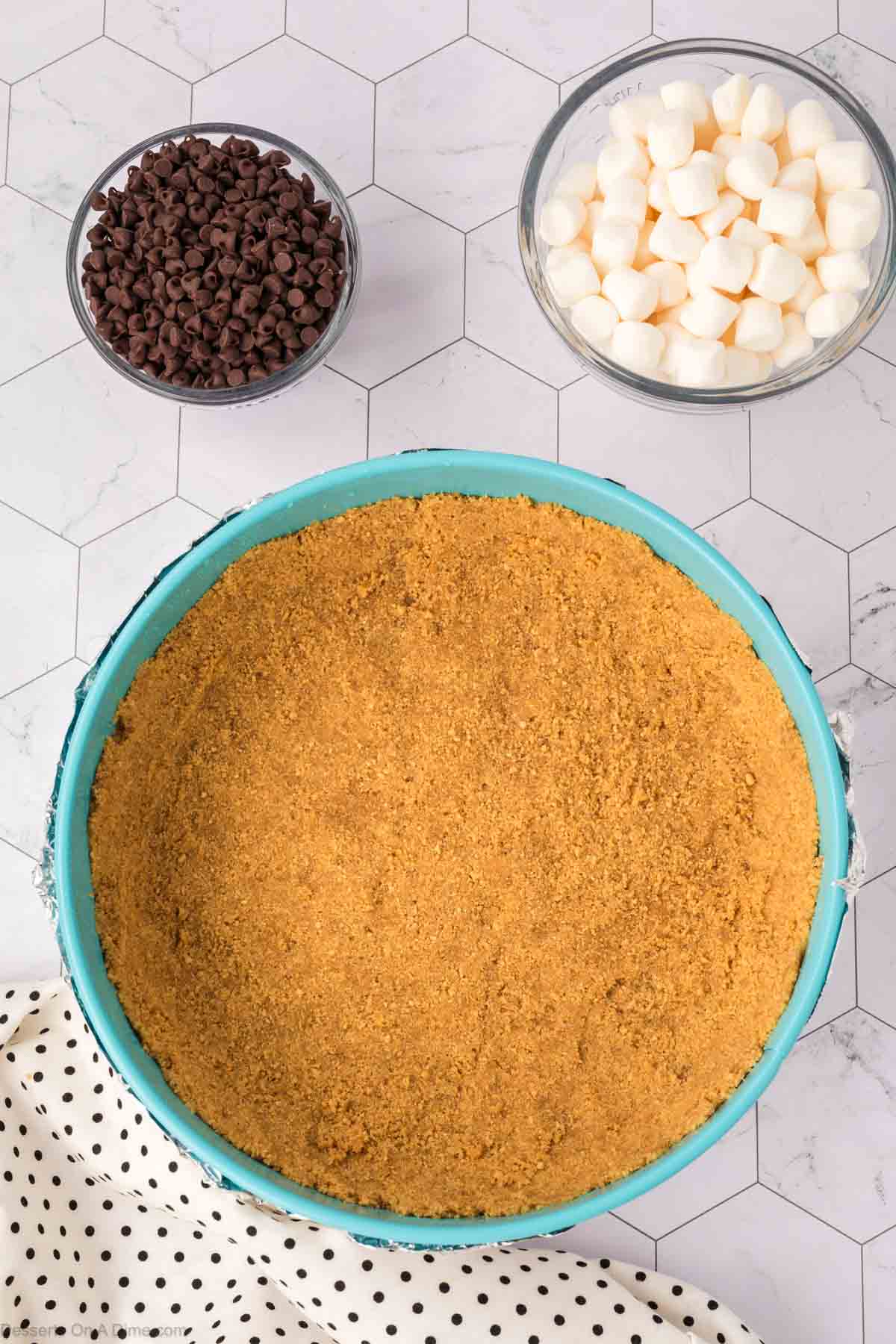 Crust pressed into springform pan.