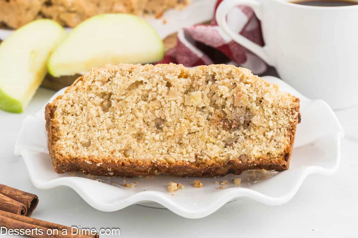 Apple bread sliced and ready to serve.