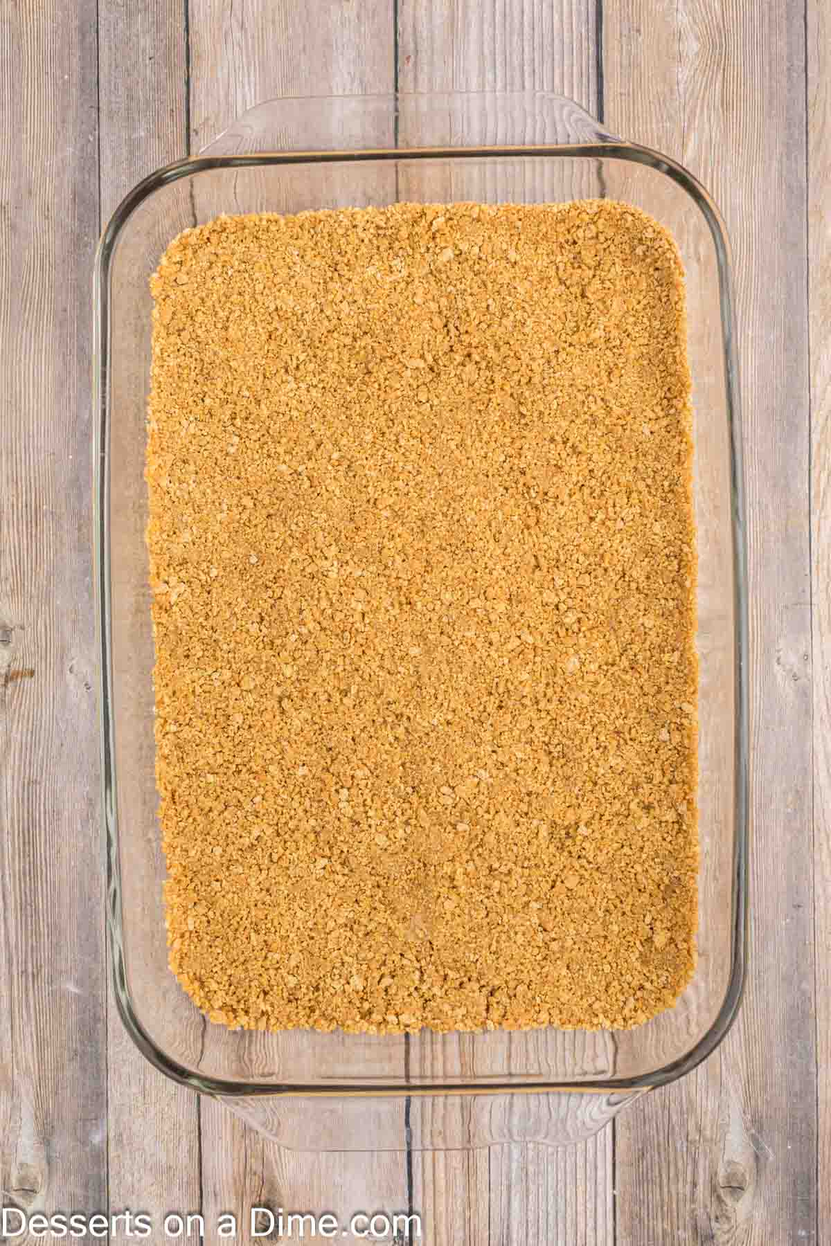 Graham cracker crust pressed into pan.