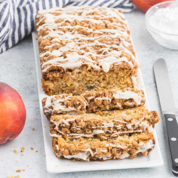Peach Bread sliced and ready to serve.