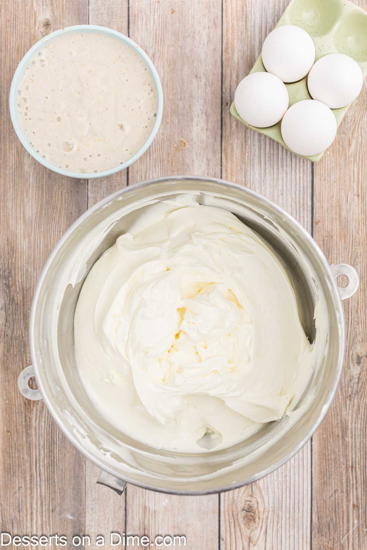 Filling mixture combined in a bowl.