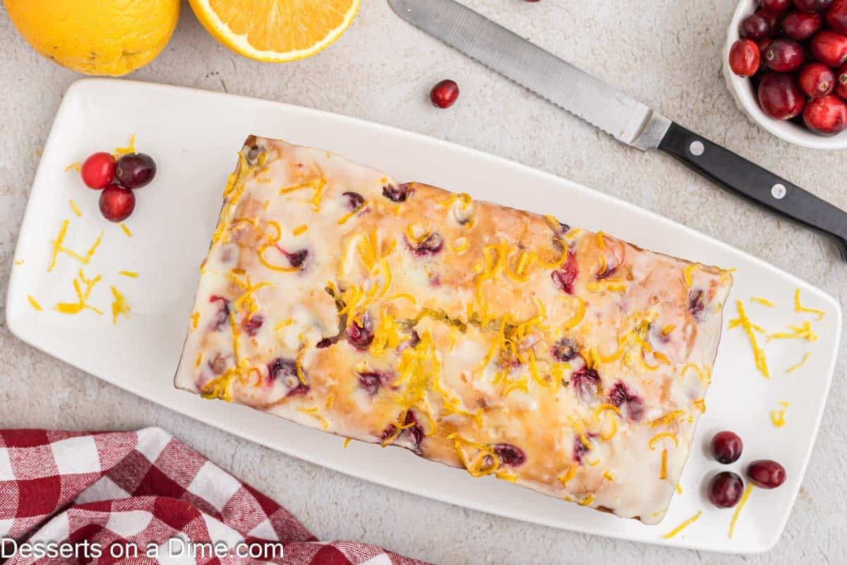 Orange Cranberry Bread on a platter.