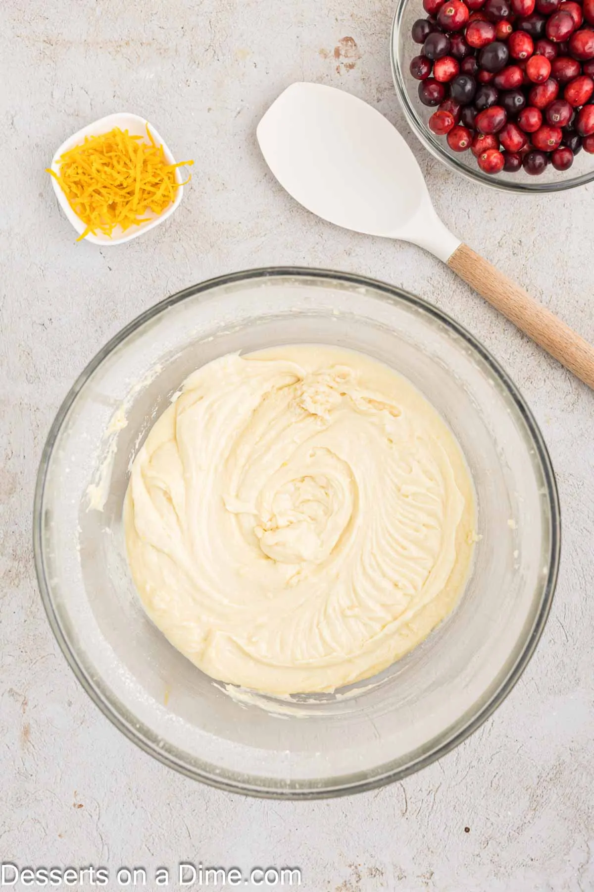 Batter combined together in a mixing bowl.