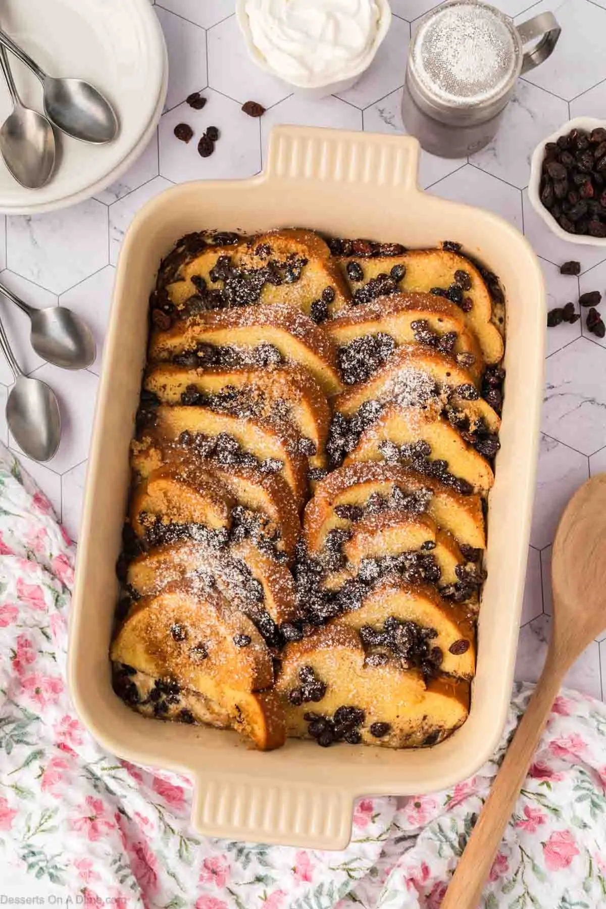 Powdered sugar sprinkled on top.