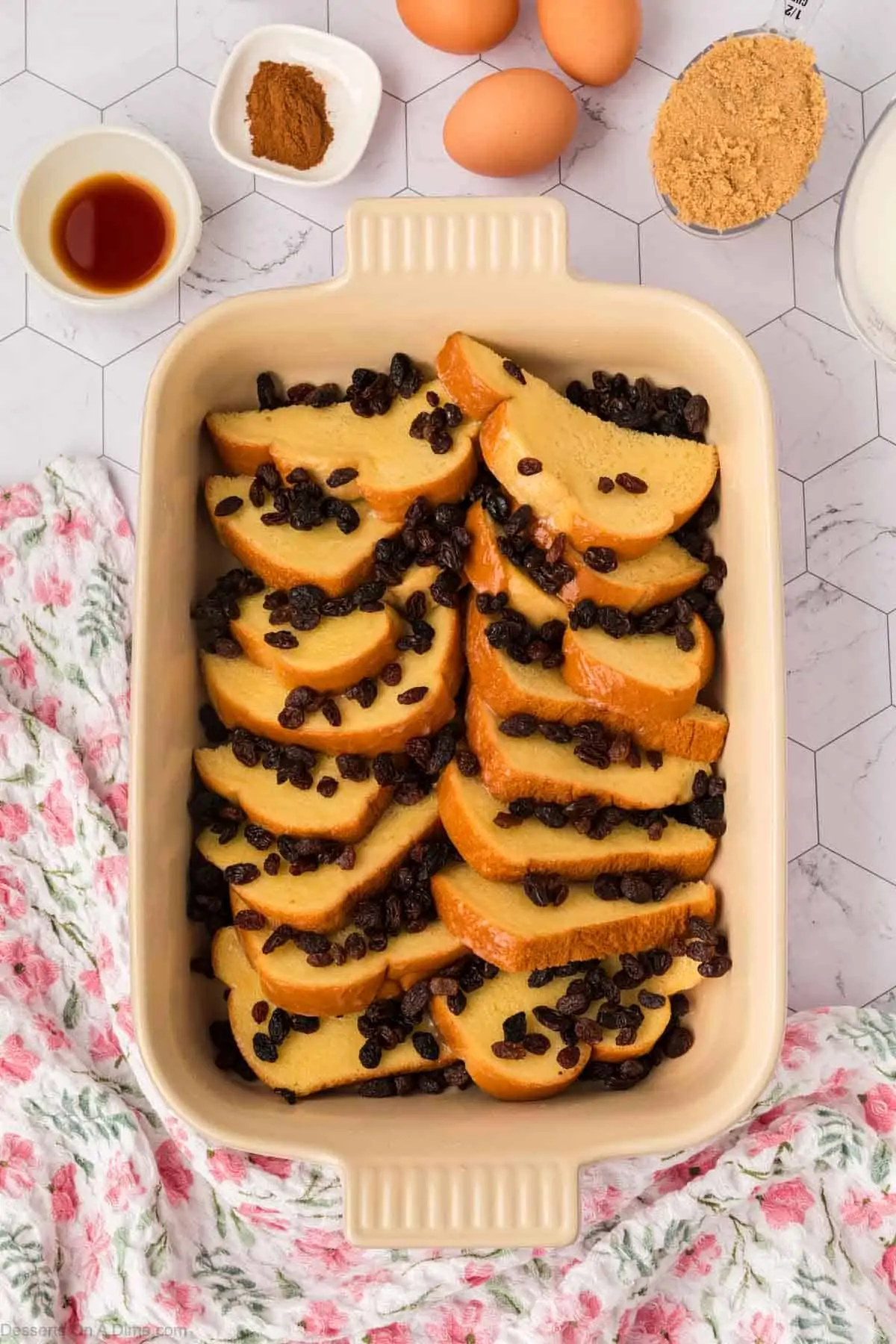 Raisins topped on bread.
