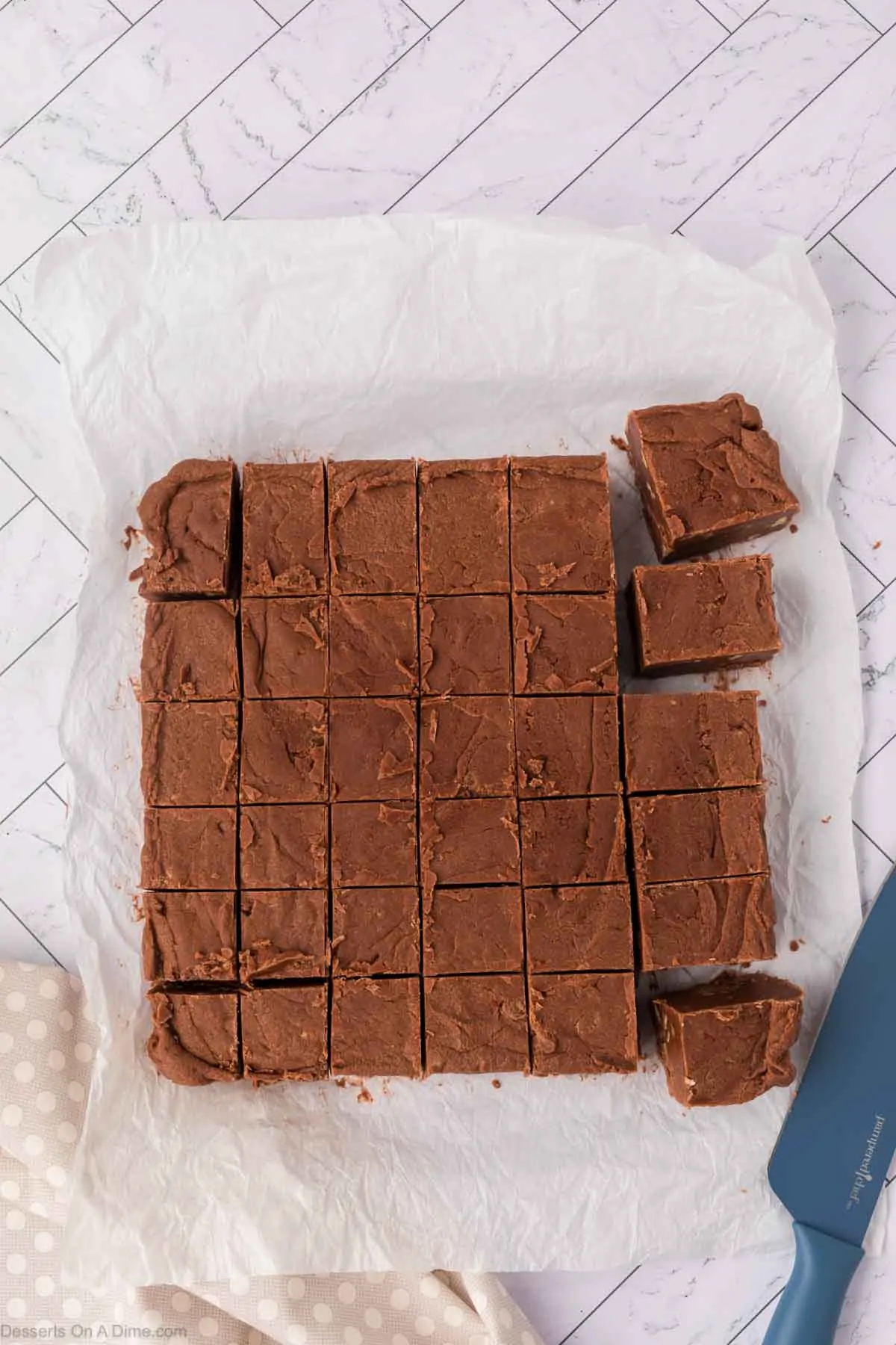 Fudge cut into squares. 