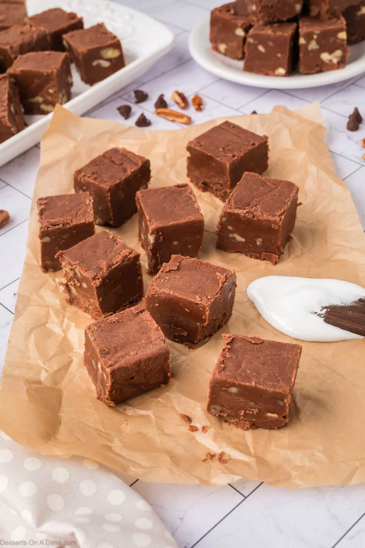 Fudge cut into squares. 