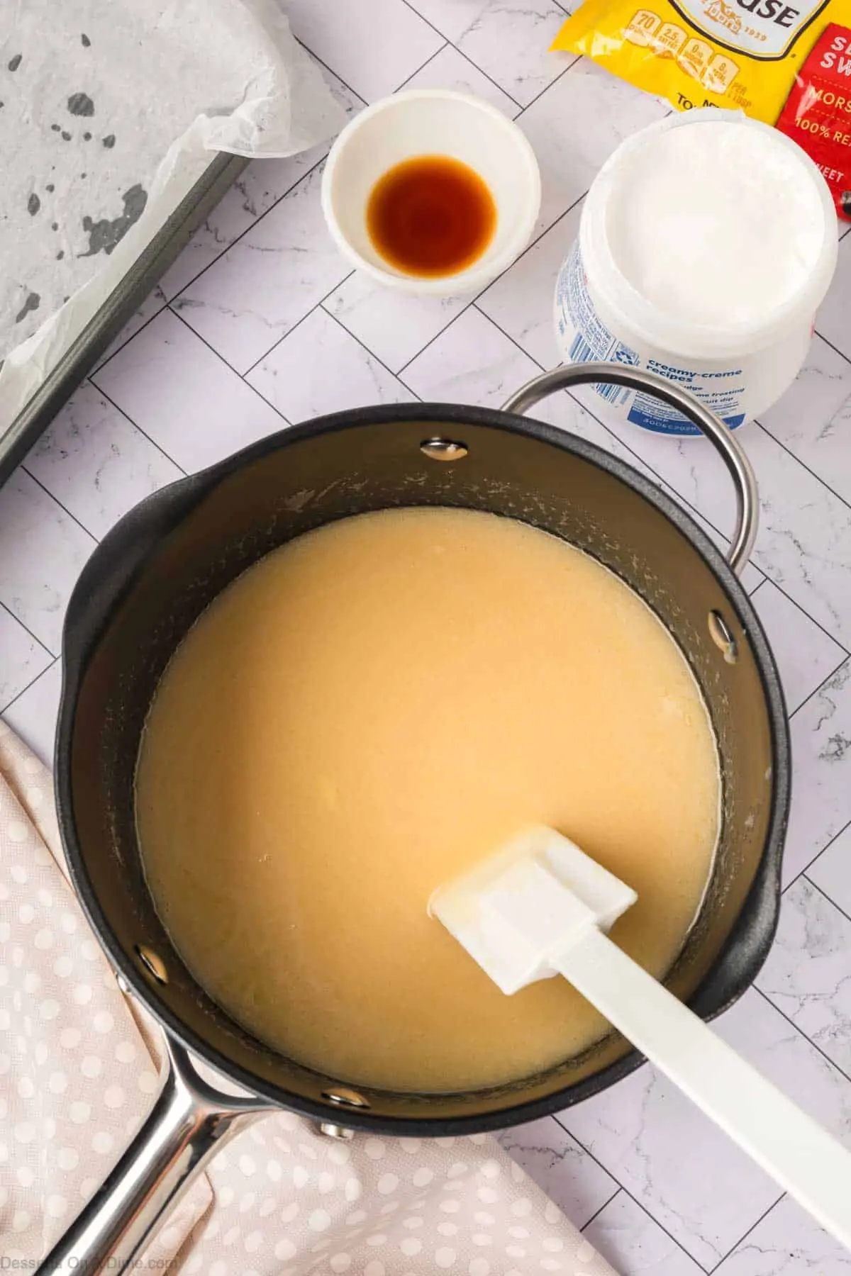 Mixture combined together. 