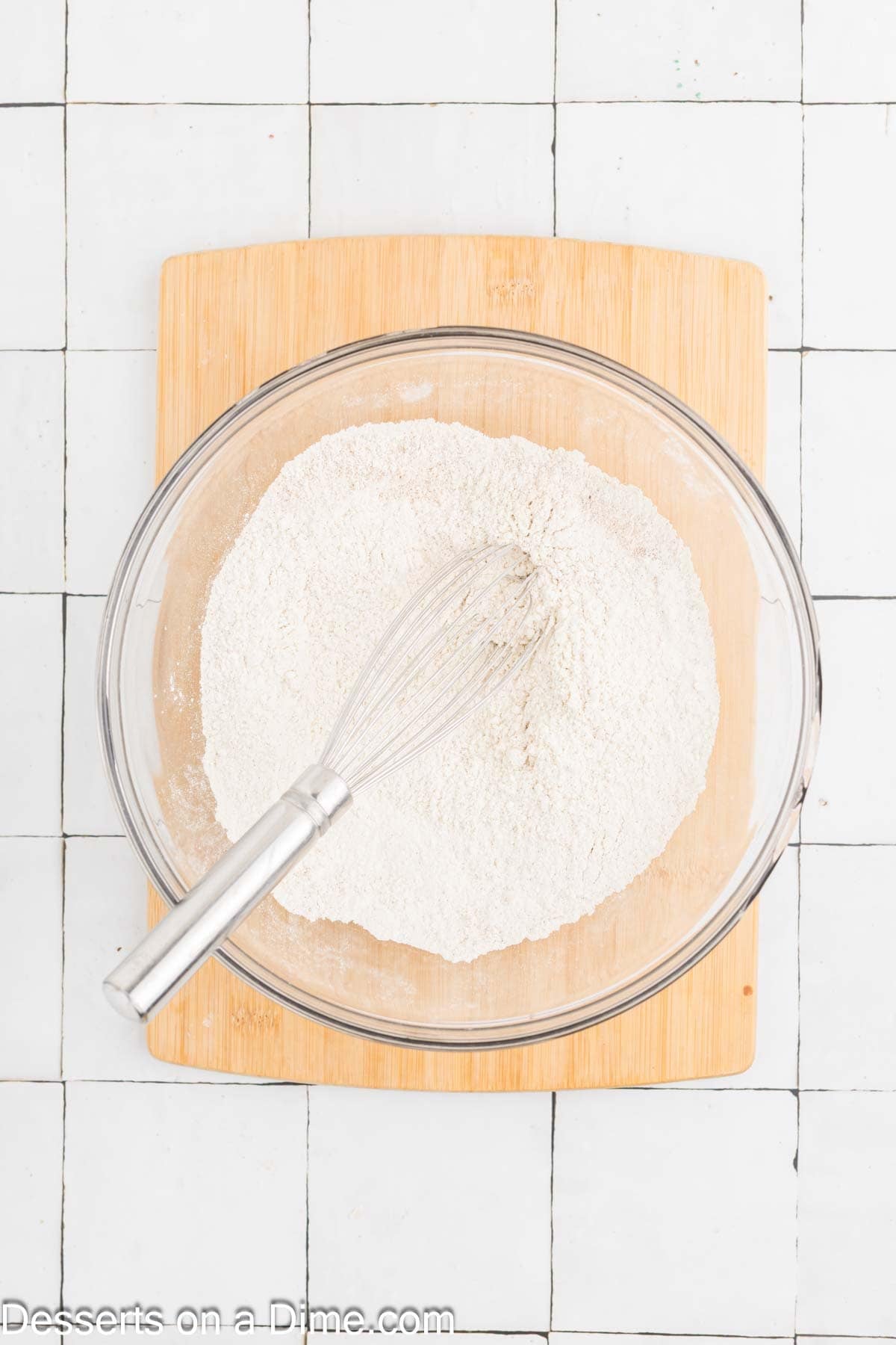 Mixing bowl with dry ingredients. 