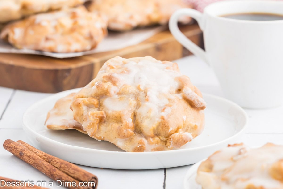 Apple Fritters on a white plate. 