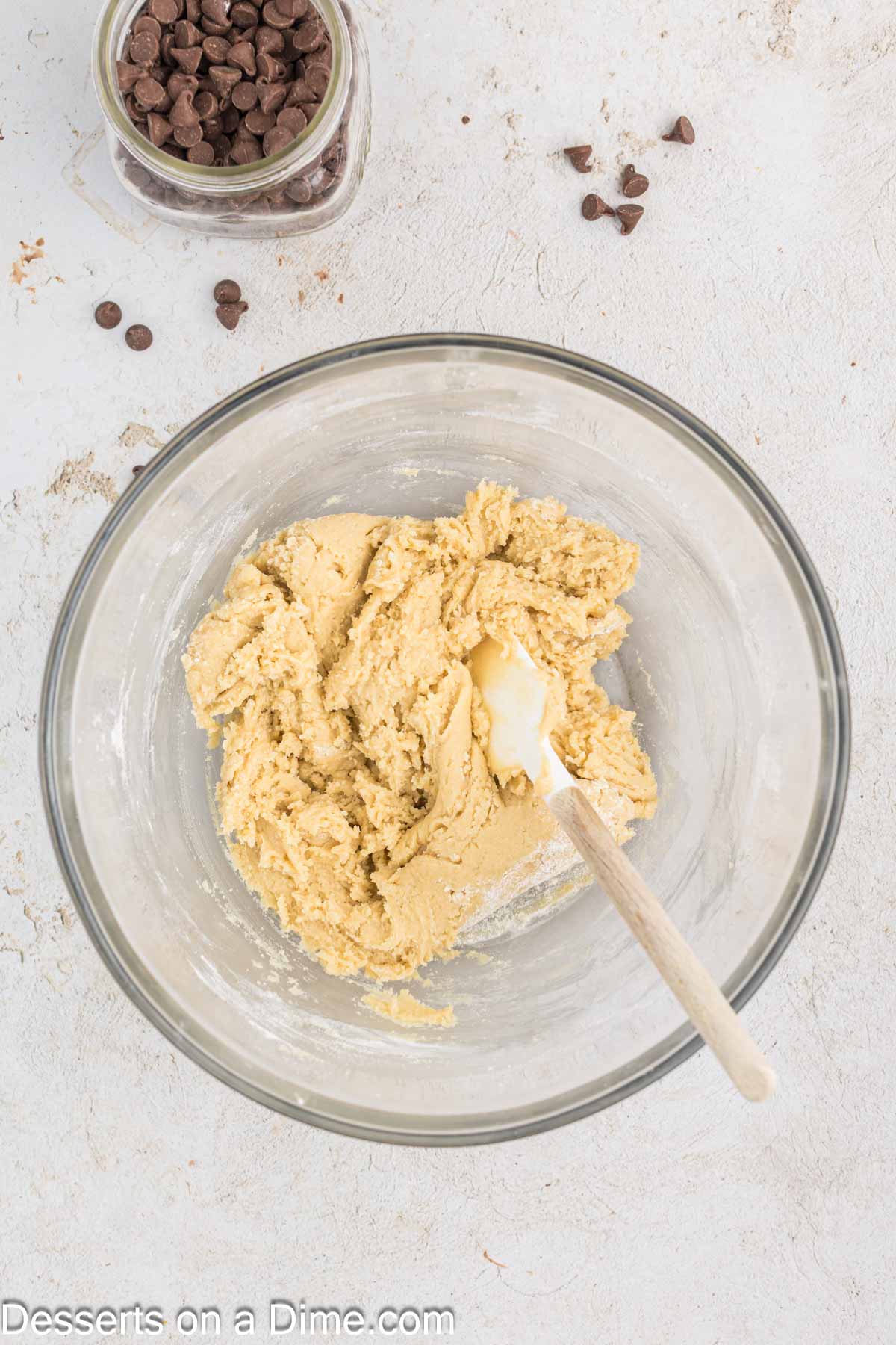 Dry ingredients and wet ingredients combined. 