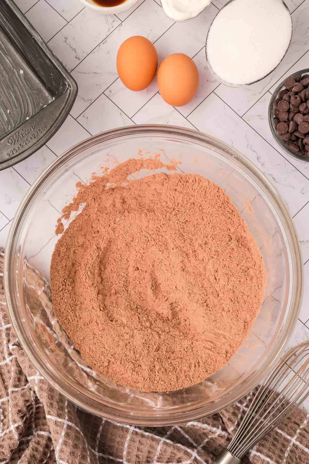 Dry ingredients in mixing bowl.
