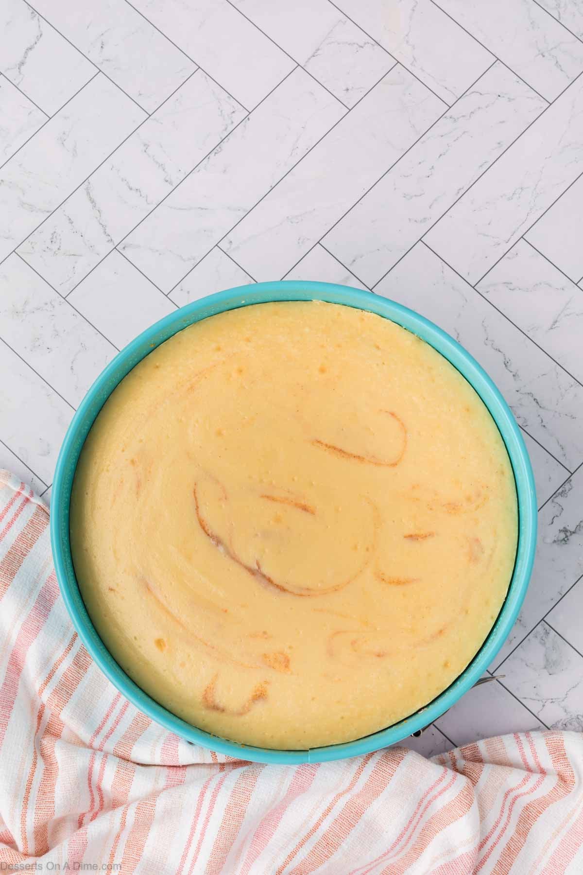 Cheesecake baked and cooling. 