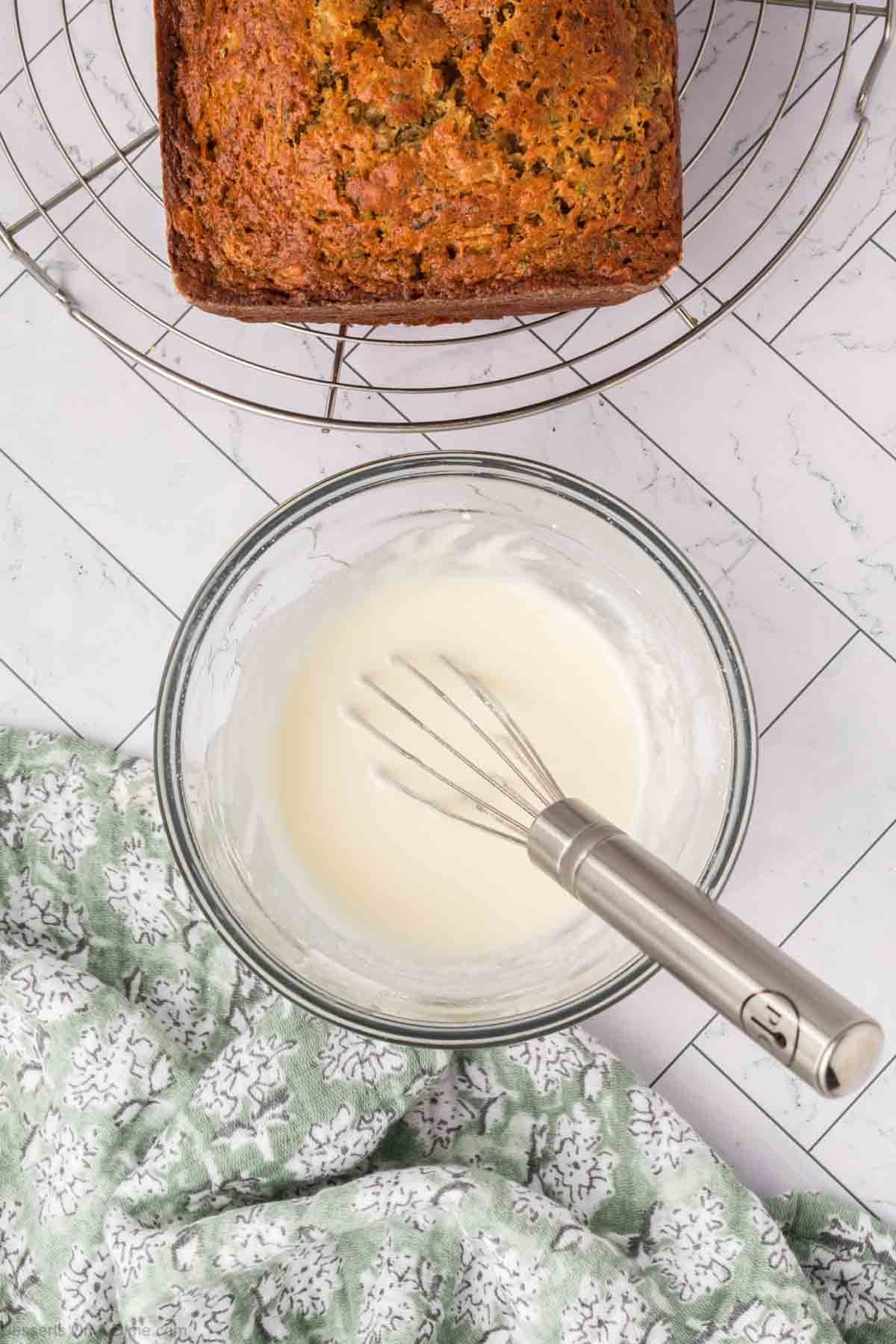 Glaze in bowl with a whisk. 