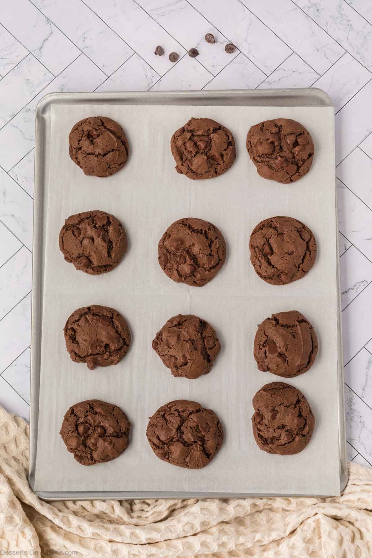 Cookies cooling on baking sheet. 