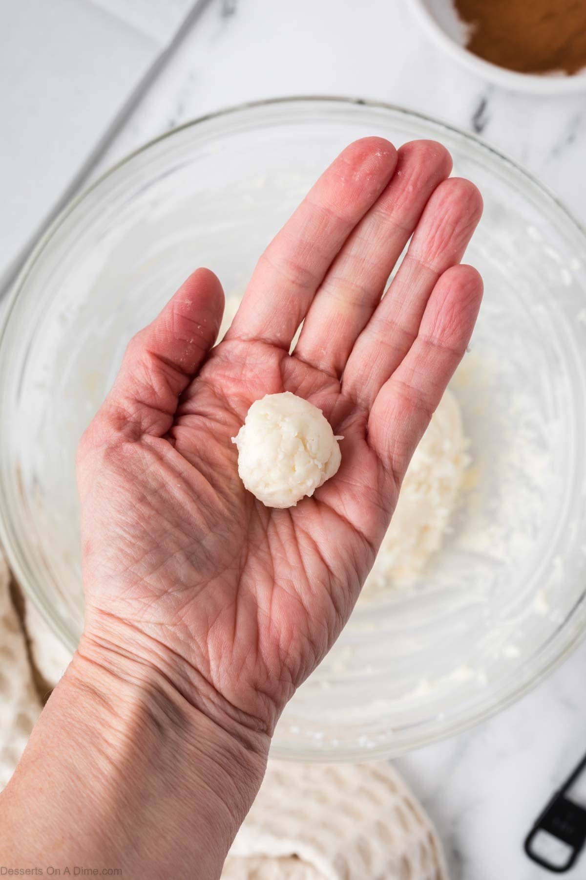 Dough formed into balls. 