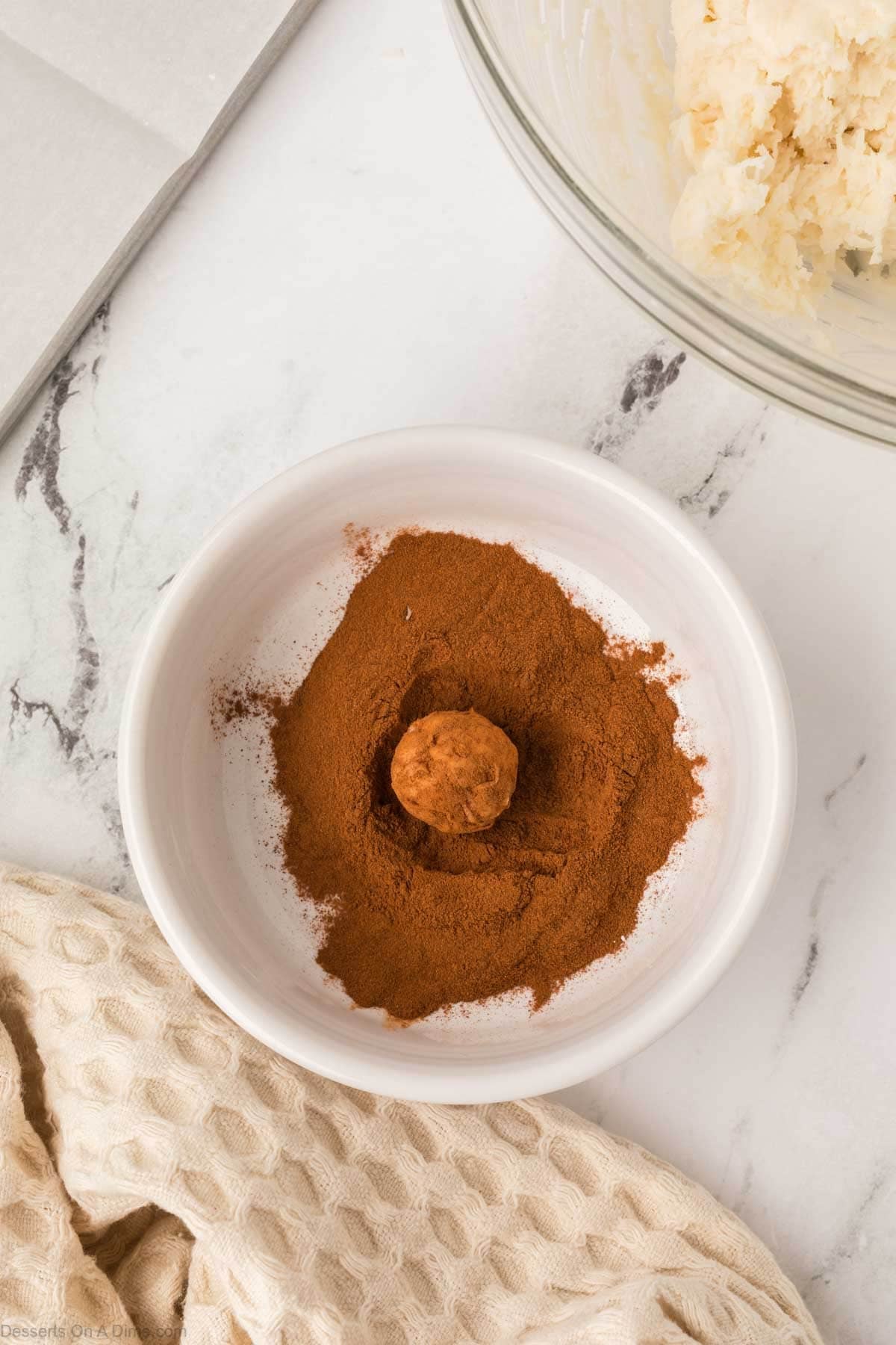 Balls coated in cinnamon. 