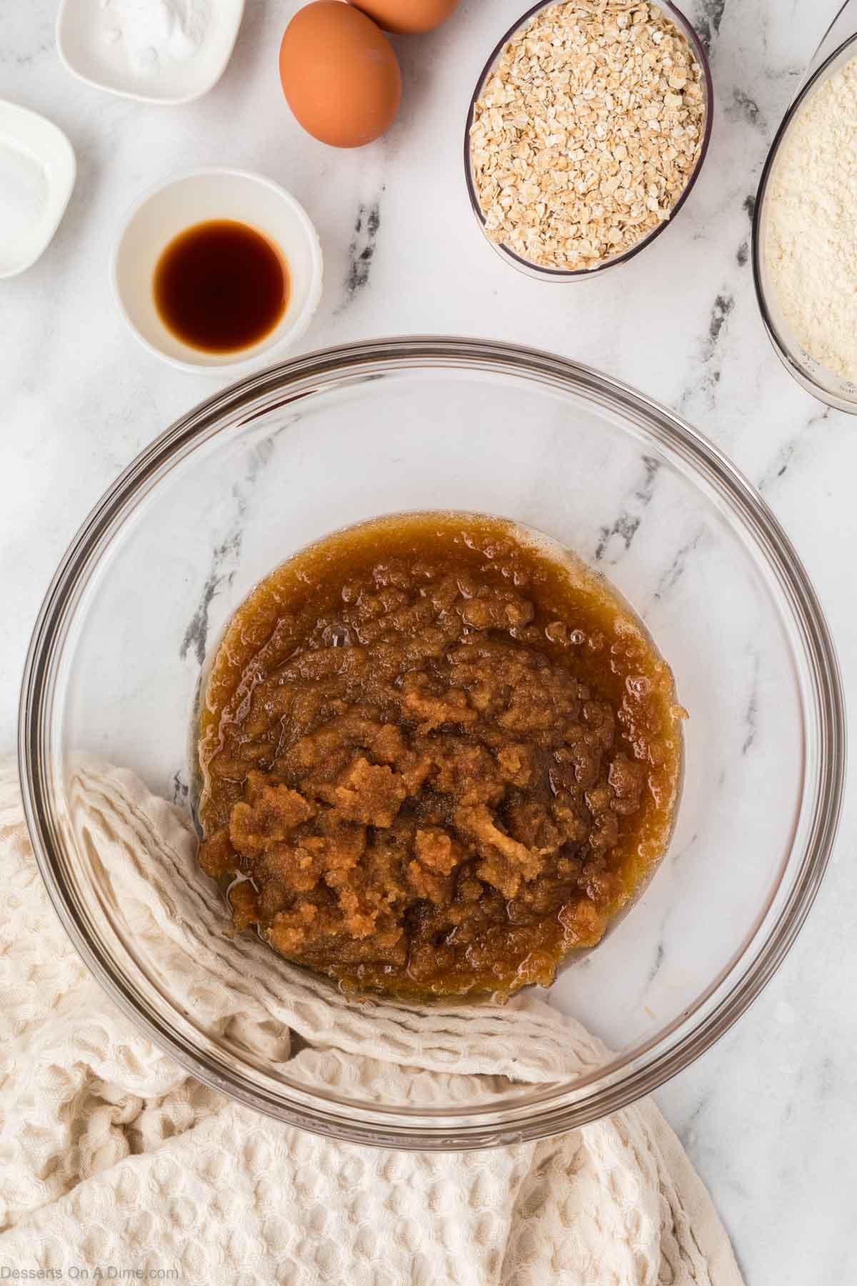 Sugar and butter mixture combined. 