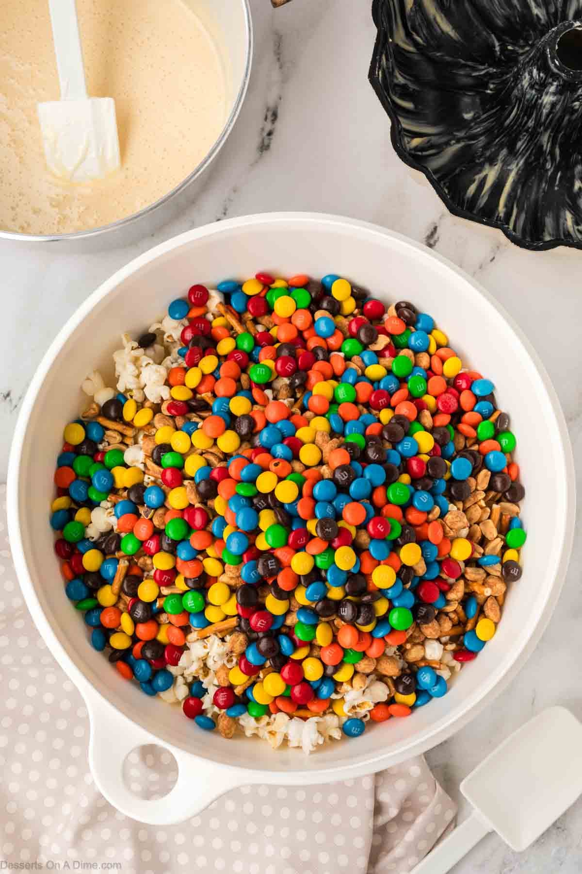 Candy and popcorn combined together. 