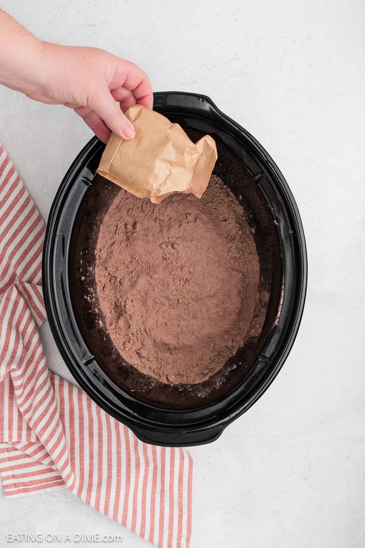 Pudding sprinkled on cake mix.