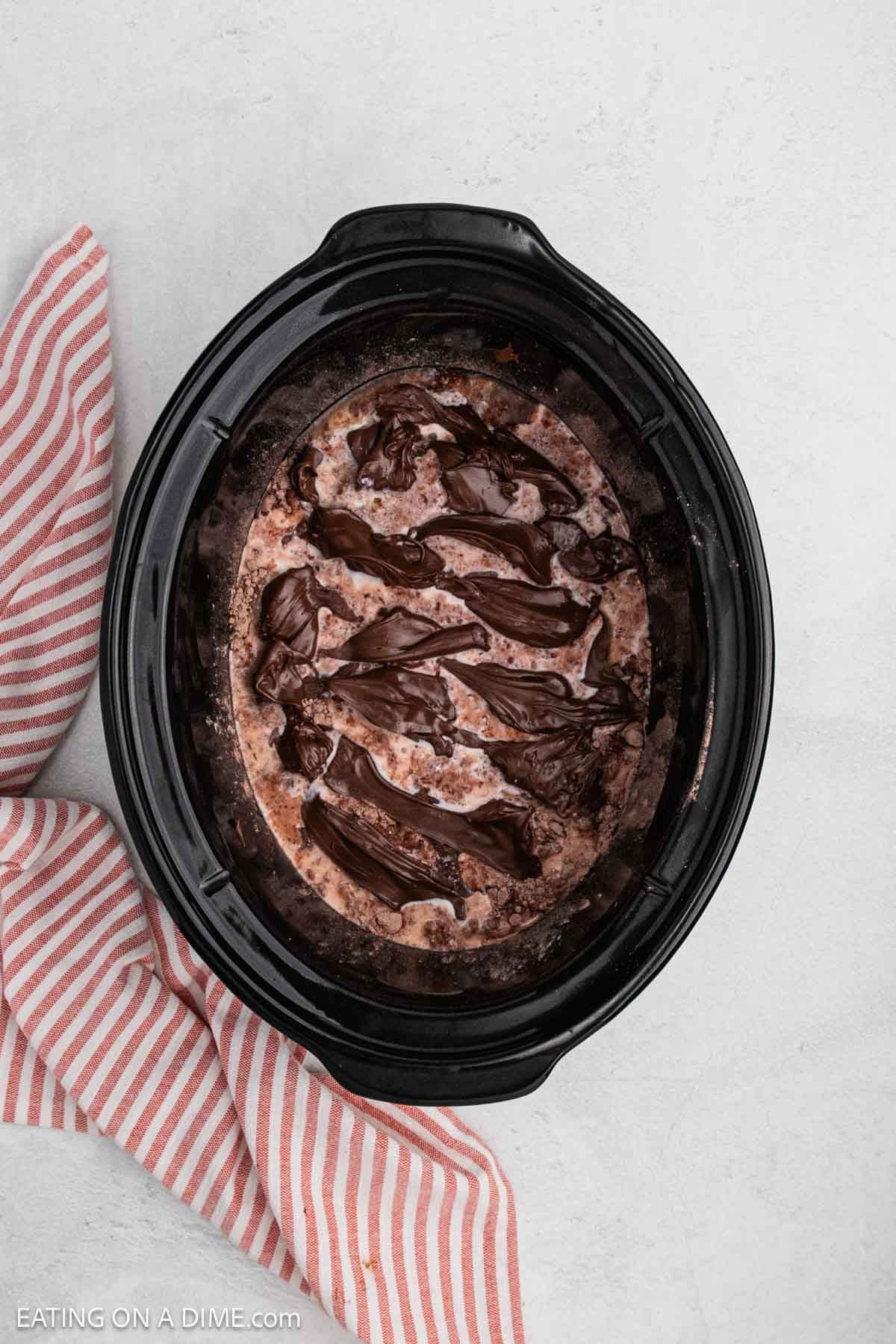 Nutella spooned over pudding mix.