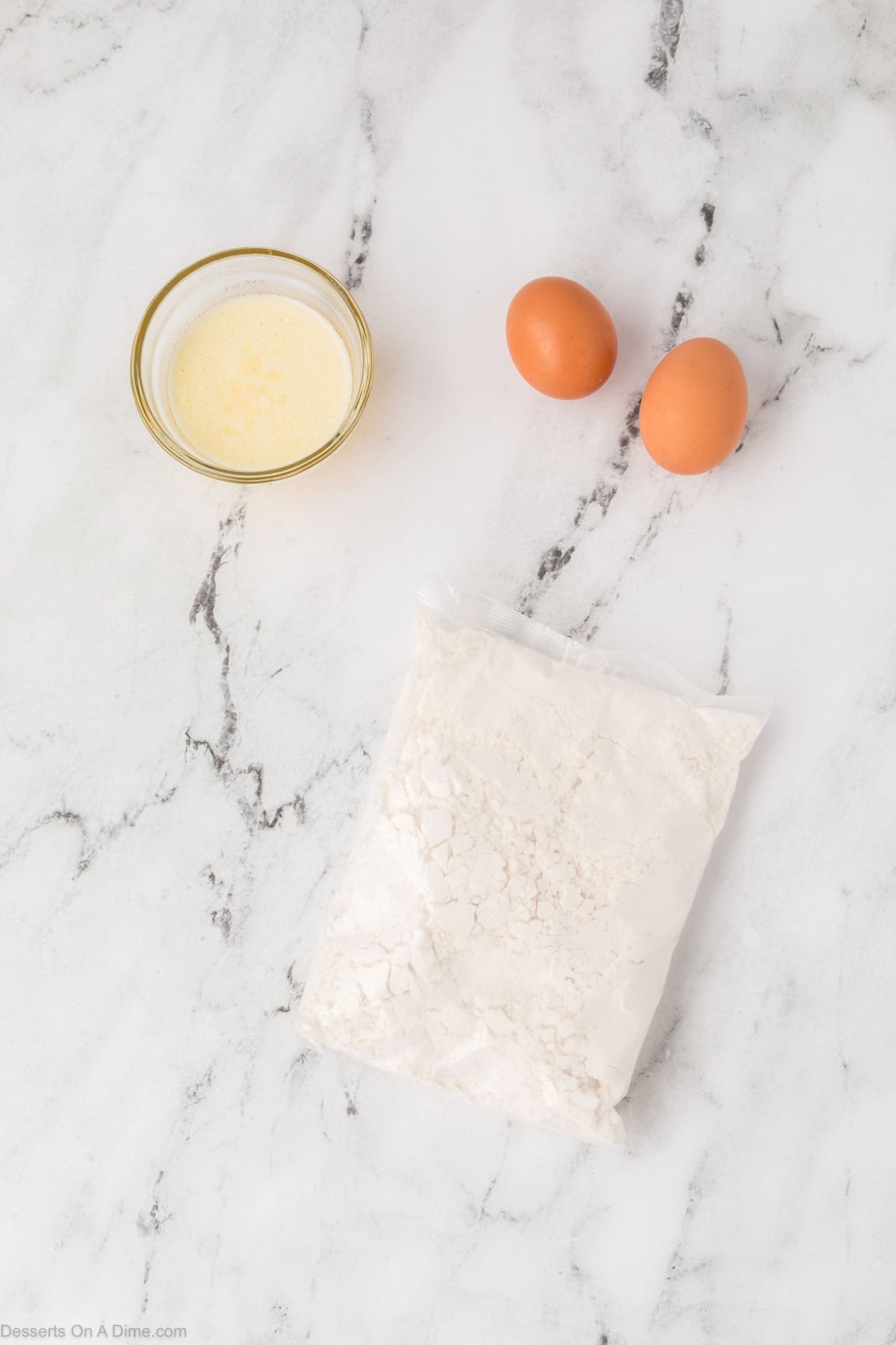 Ingredients - cake mix, melted butter and eggs