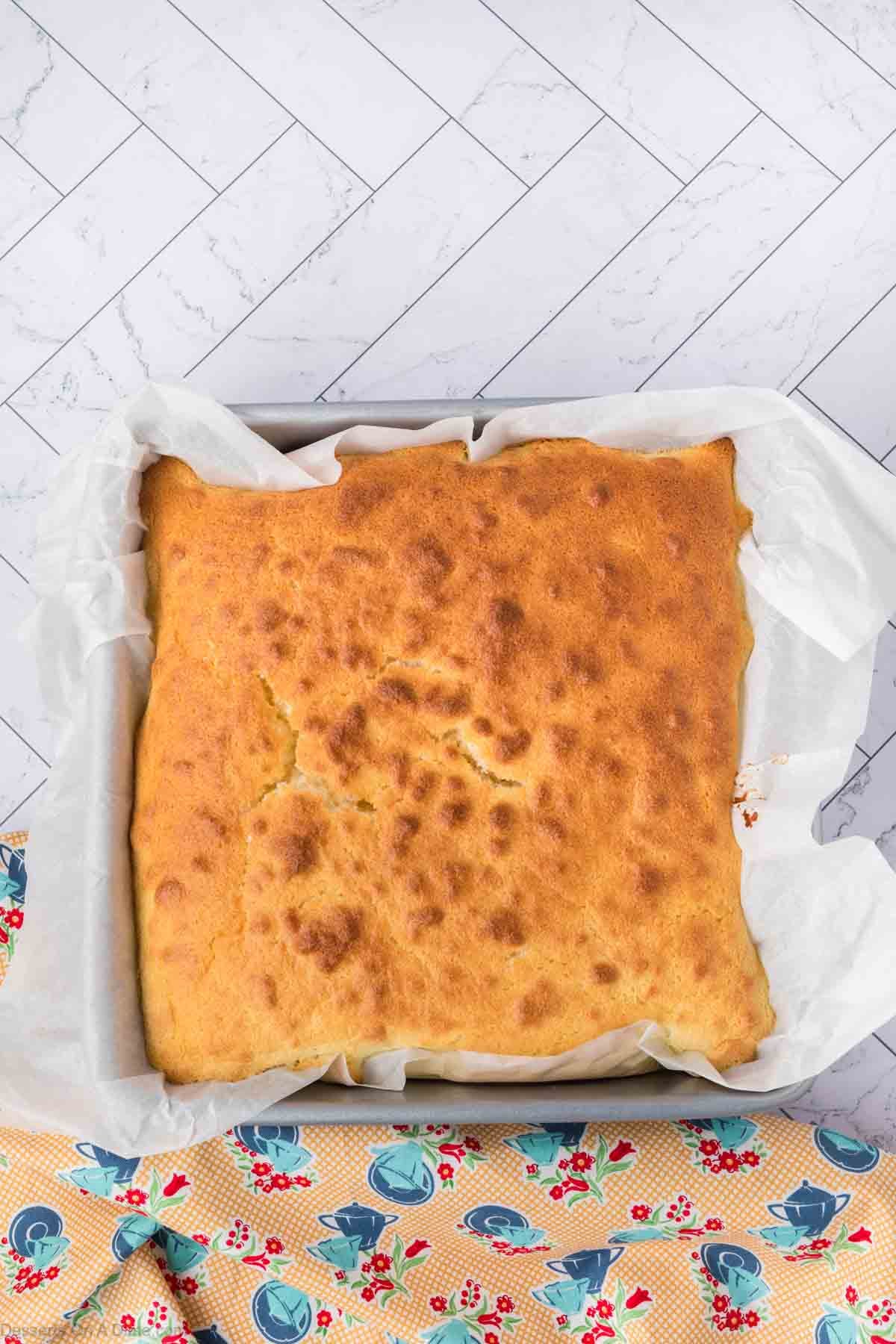 Cake cooling in pan. 