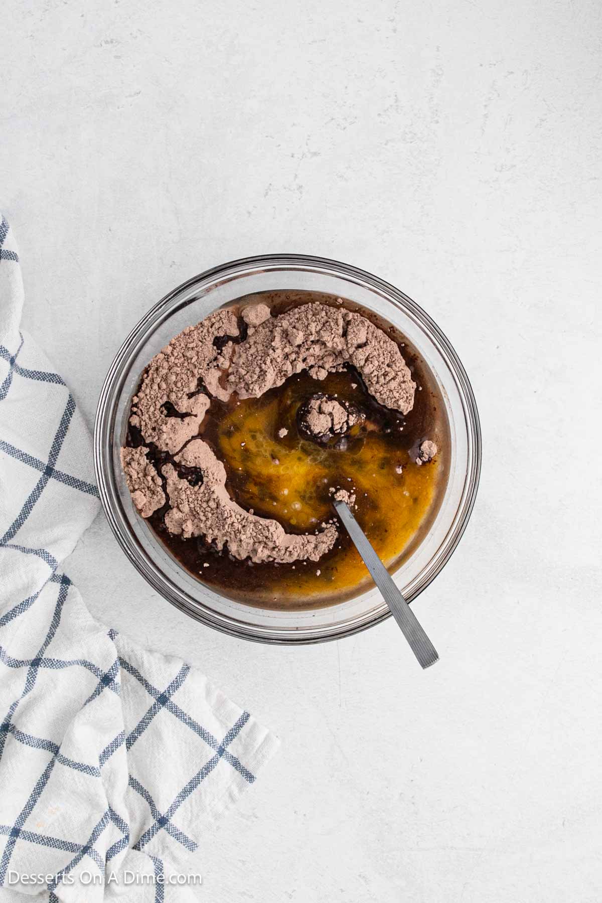 Brownie mix combined in a bowl. 
