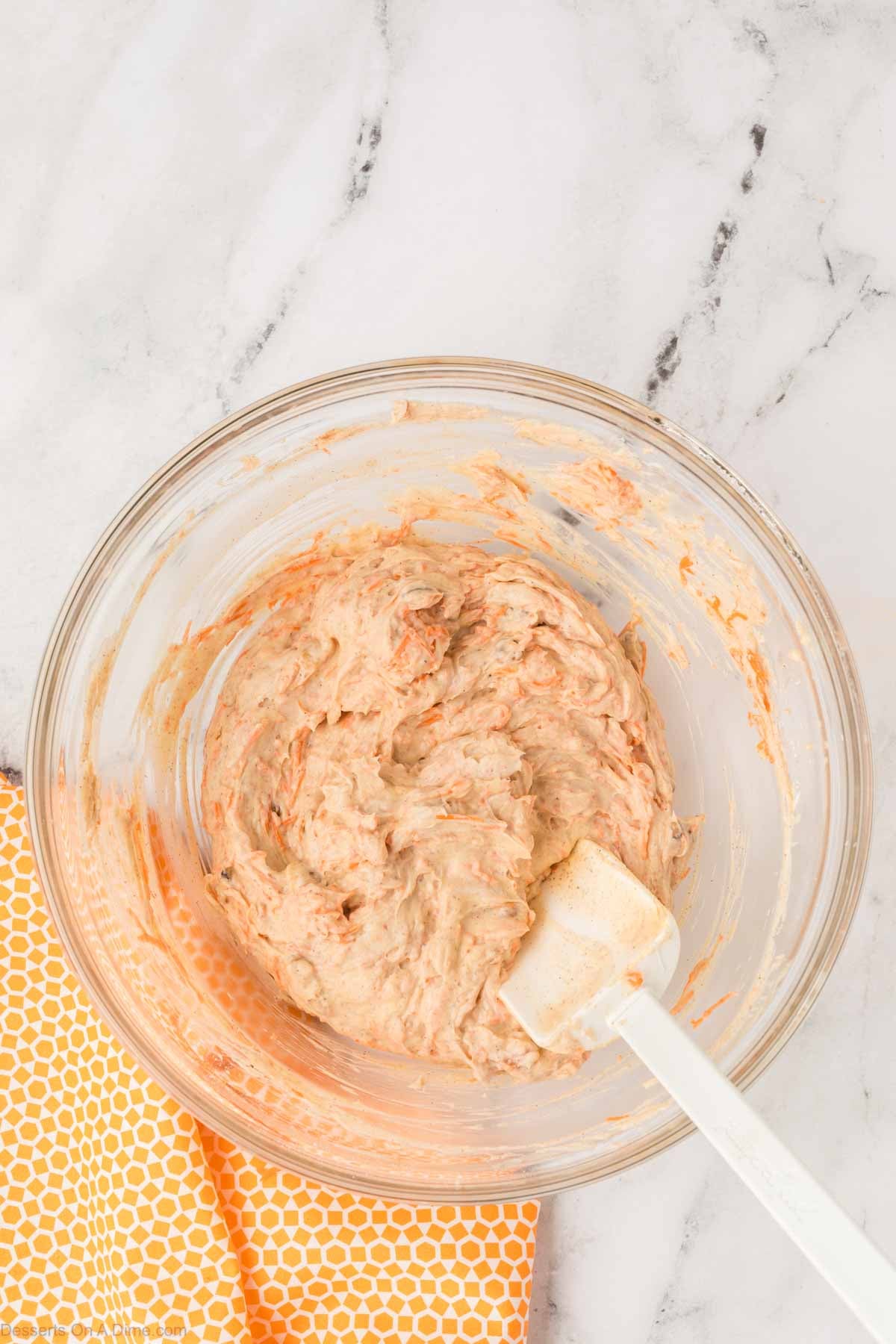 Mixture folded together until blended.