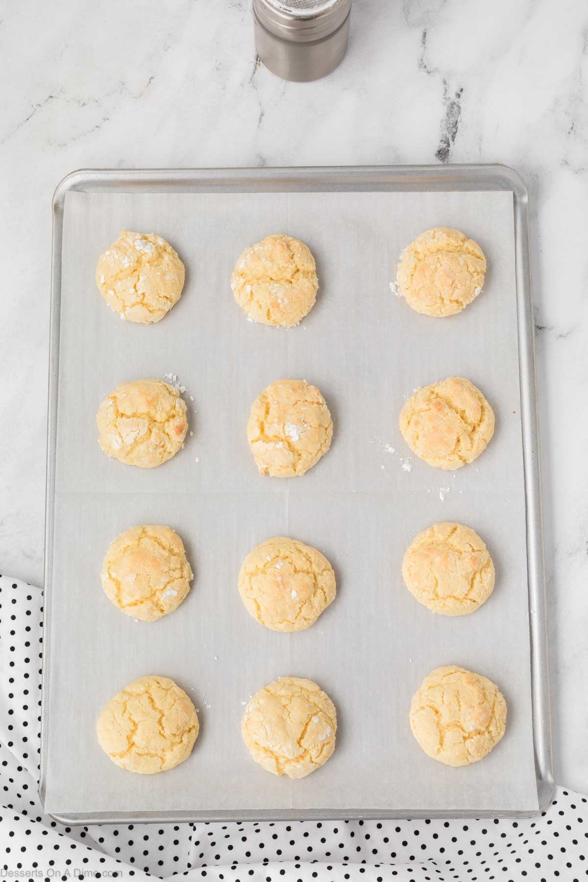 Cookies cooling on baking sheet. 