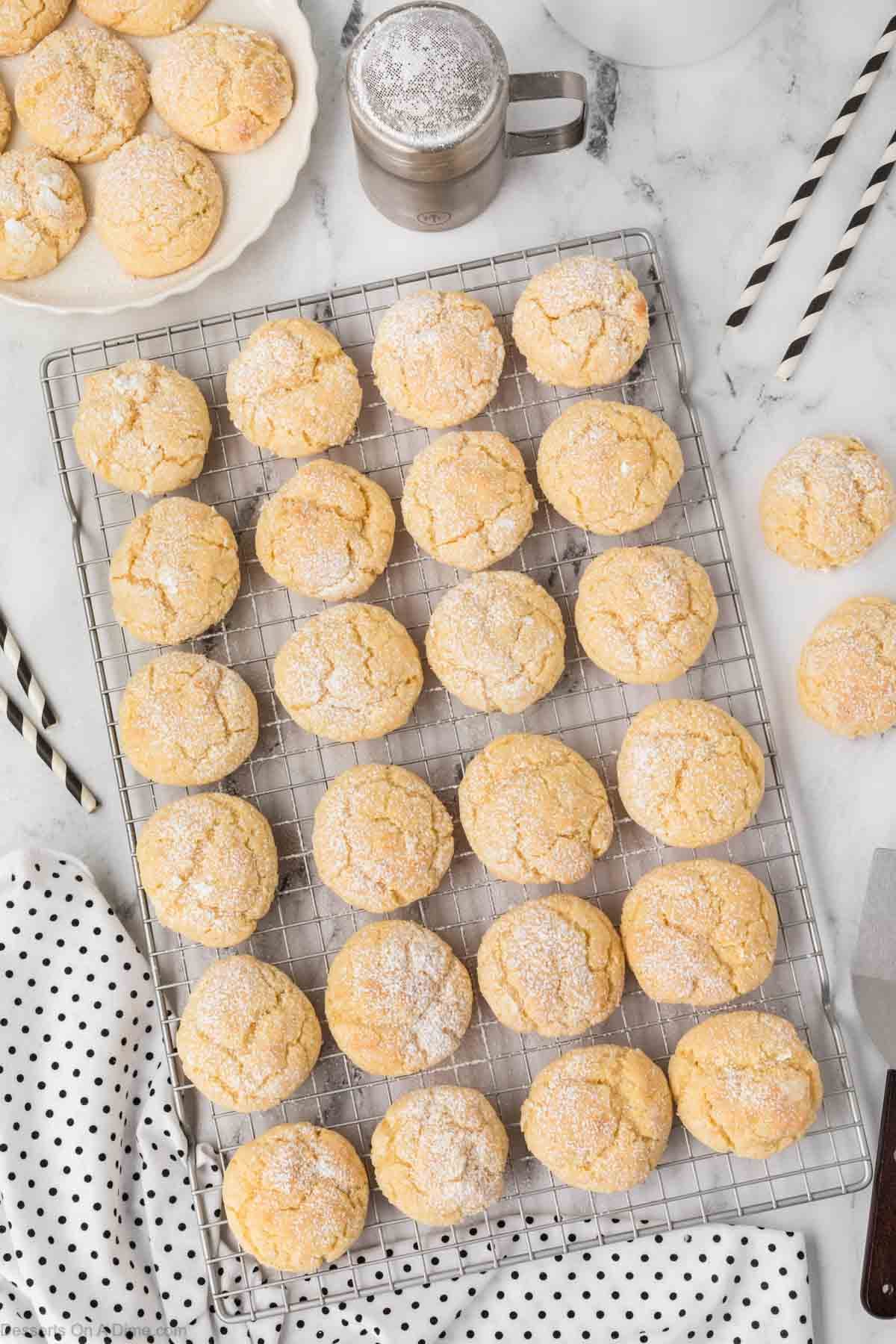 Ooey Gooey Cookies on wire rack. 