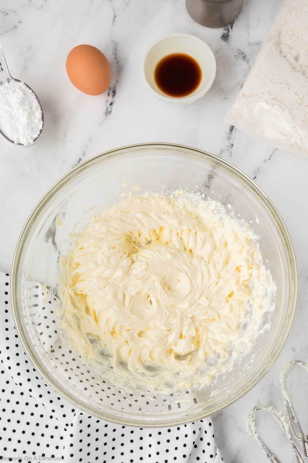 Cream cheese and butter mixed together. 