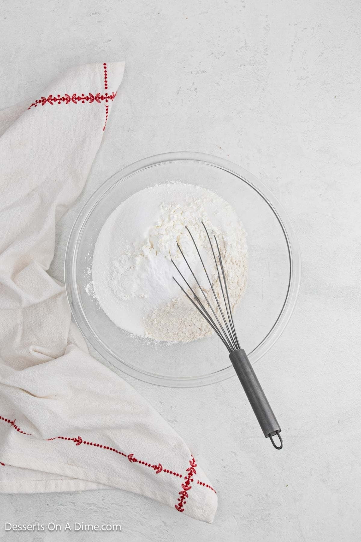 Dry ingredient combined in a bowl. 